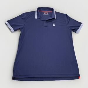 Psycho Bunny Sport Polo Shirt Blue Golf Performance Moisture Wicking Sz 6 (L)